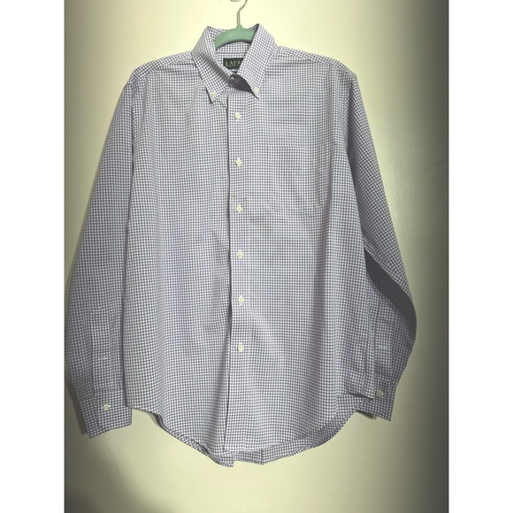 Ralph Lauren Men's Purple Gingham Shirt Classic-Fit Non-Iron  15 1/2 - Picture 1 of 12